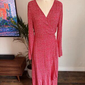 NWT Gaovot Women's Wrap Ruffled Floral Maxi Dress Cottagecore Trad Wife